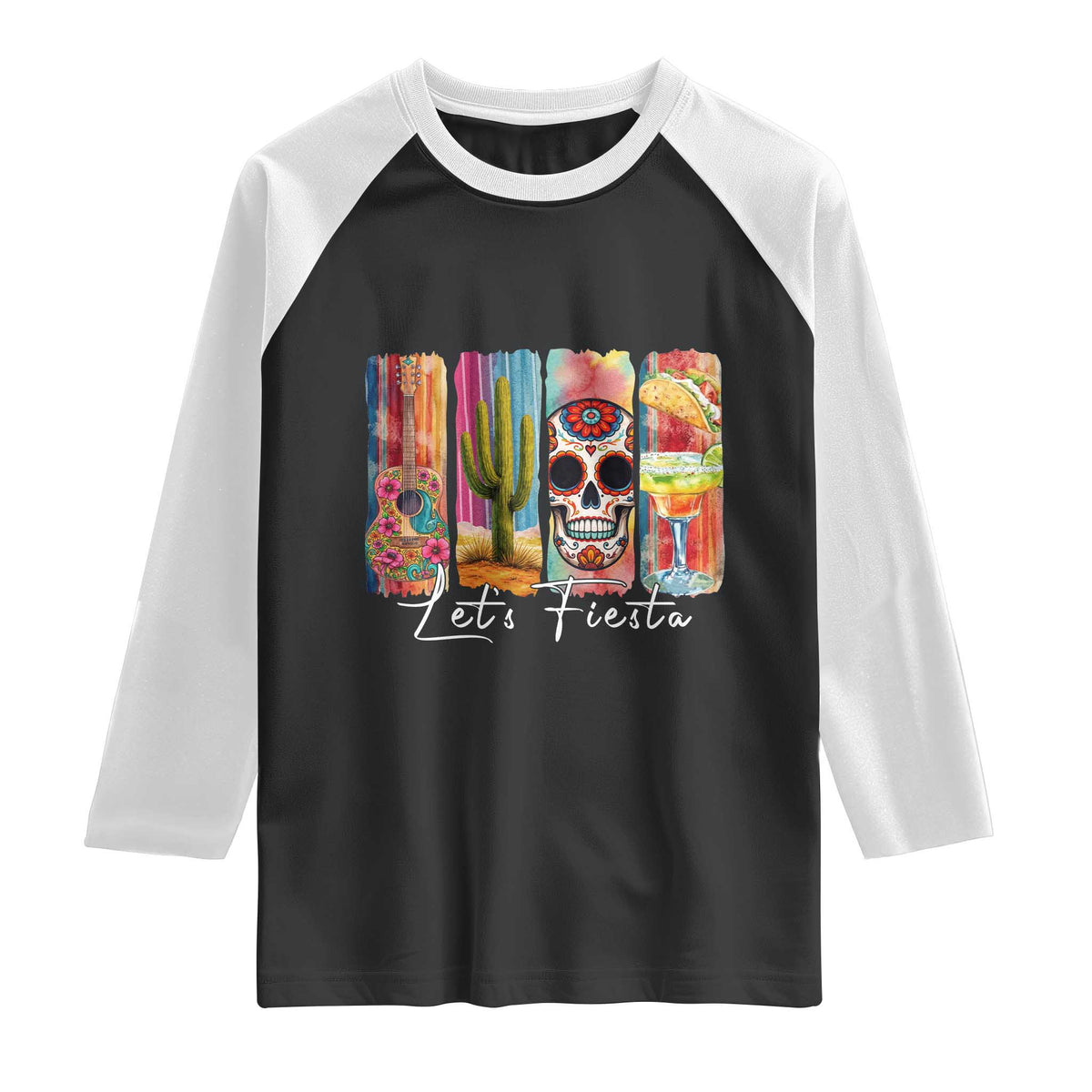 Cinco De Mayo Lets Fiest Raglan Shirt Funny Mexican Party Gift TS12 Black White Print Your Wear
