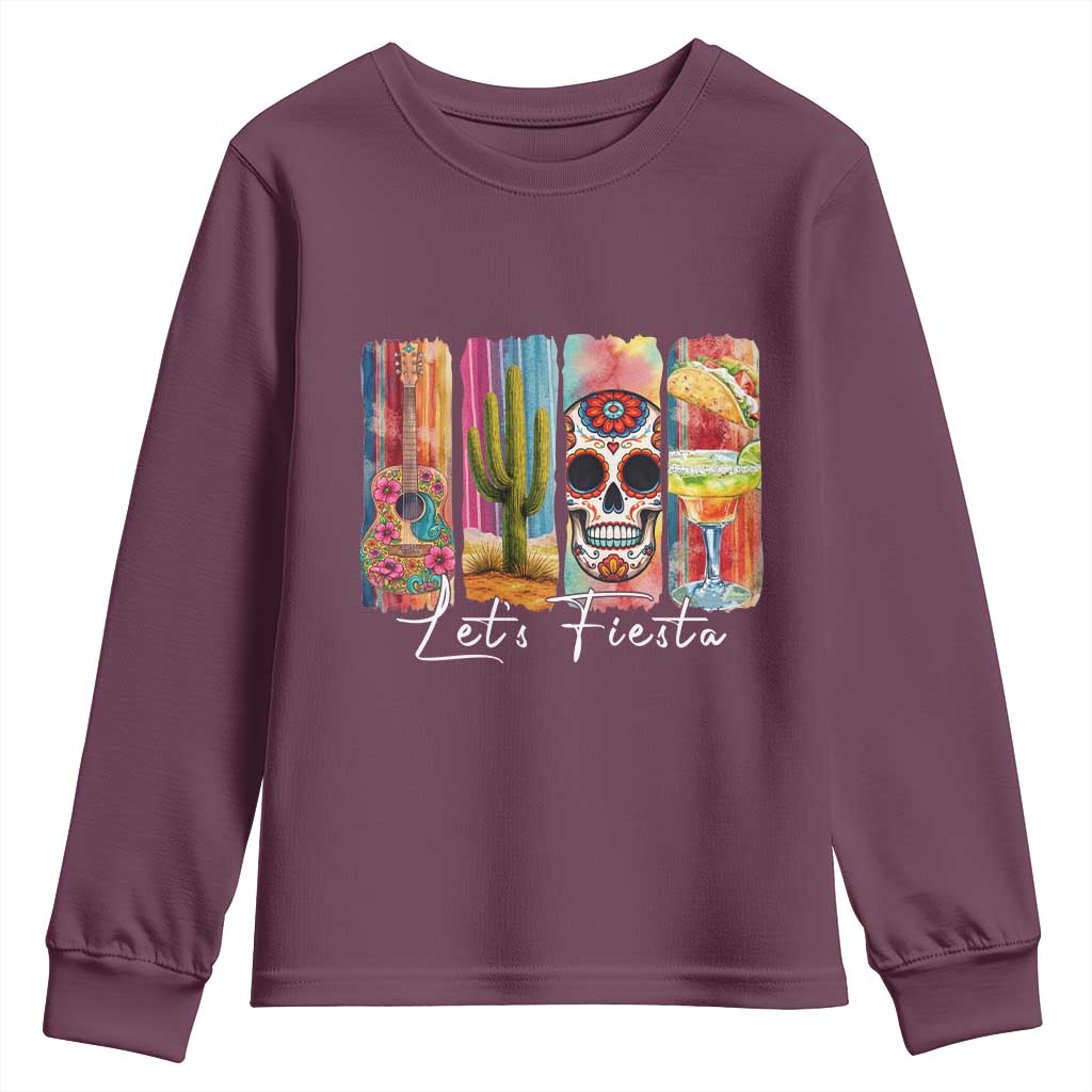 Cinco De Mayo Lets Fiest Youth Sweatshirt Funny Mexican Party Gift TS12 Maroon Print Your Wear