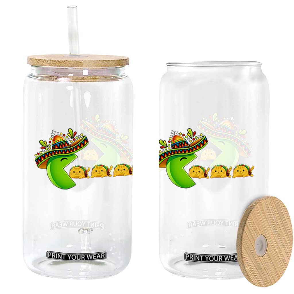 Cinco De Mayo Retro Game Glass Can Funny Sombrero Character Chasing Taco Cat TS12 Print Your Wear