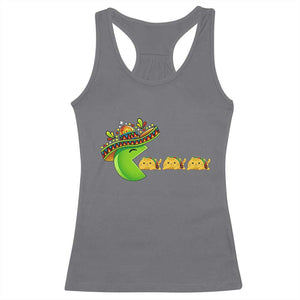 Cinco De Mayo Retro Game Racerback Tank Top Funny Sombrero Character Chasing Taco Cat TS12 Charcoal Print Your Wear