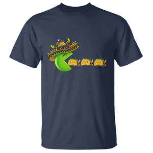 Cinco De Mayo Retro Game T Shirt Funny Sombrero Character Chasing Taco Cat TS12 Navy Print Your Wear