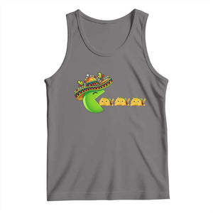 Cinco De Mayo Retro Game Tank Top Funny Sombrero Character Chasing Taco Cat TS12 Deep Heather Print Your Wear