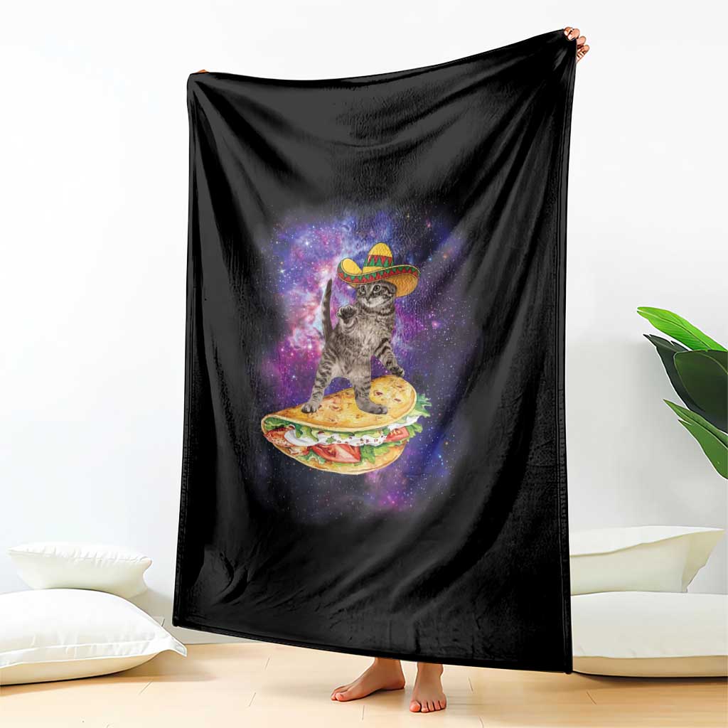 Funny Cinco De Mayo Cat Throw Blanket Astronaut Kitten Flying A Taco TS12 Print Your Wear