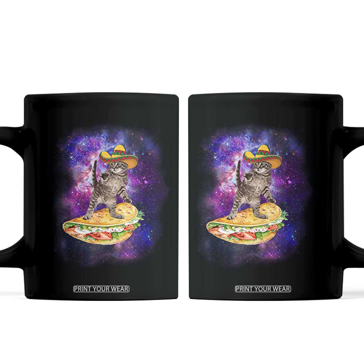 Funny Cinco De Mayo Cat Coffee Mug Astronaut Kitten Flying A Taco TS12 Black Print Your Wear