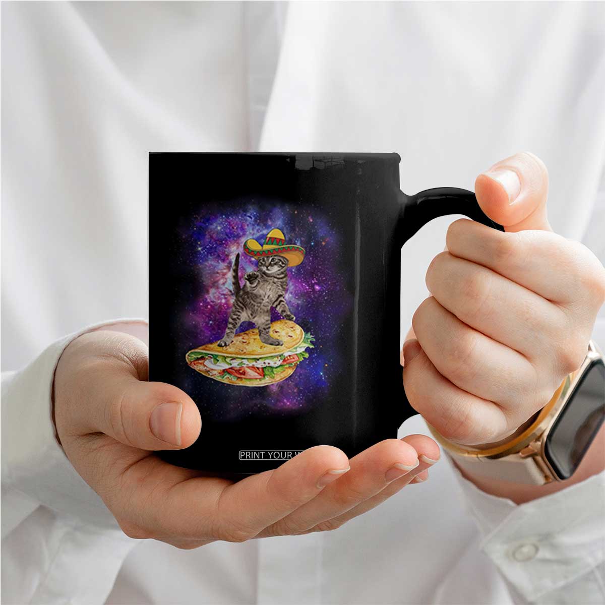 Funny Cinco De Mayo Cat Coffee Mug Astronaut Kitten Flying A Taco TS12 Print Your Wear