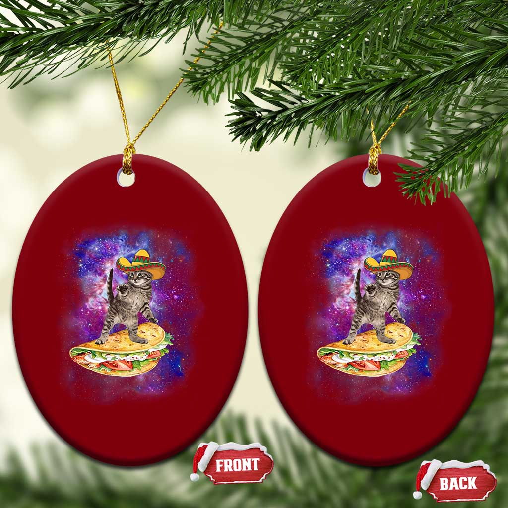Funny Cinco De Mayo Cat Ceramic Ornament Astronaut Kitten Flying A Taco TS12 Print Your Wear