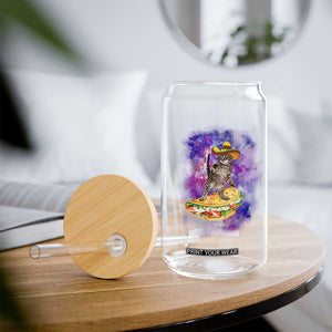 Funny Cinco De Mayo Cat Glass Can Astronaut Kitten Flying A Taco TS12 Print Your Wear