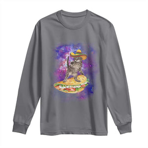 Funny Cinco De Mayo Cat Long Sleeve Shirt Astronaut Kitten Flying A Taco TS12 Charcoal Print Your Wear