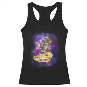 Funny Cinco De Mayo Cat Racerback Tank Top Astronaut Kitten Flying A Taco TS12 Black Print Your Wear