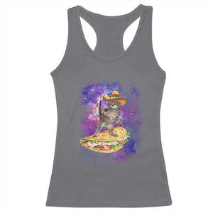 Funny Cinco De Mayo Cat Racerback Tank Top Astronaut Kitten Flying A Taco TS12 Charcoal Print Your Wear