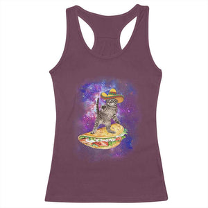 Funny Cinco De Mayo Cat Racerback Tank Top Astronaut Kitten Flying A Taco TS12 Maroon Print Your Wear