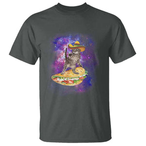 Funny Cinco De Mayo Cat T Shirt Astronaut Kitten Flying A Taco TS12 Dark Heather Print Your Wear