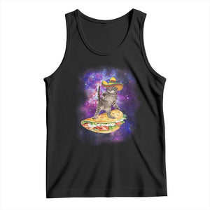 Funny Cinco De Mayo Cat Tank Top Astronaut Kitten Flying A Taco TS12 Black Print Your Wear