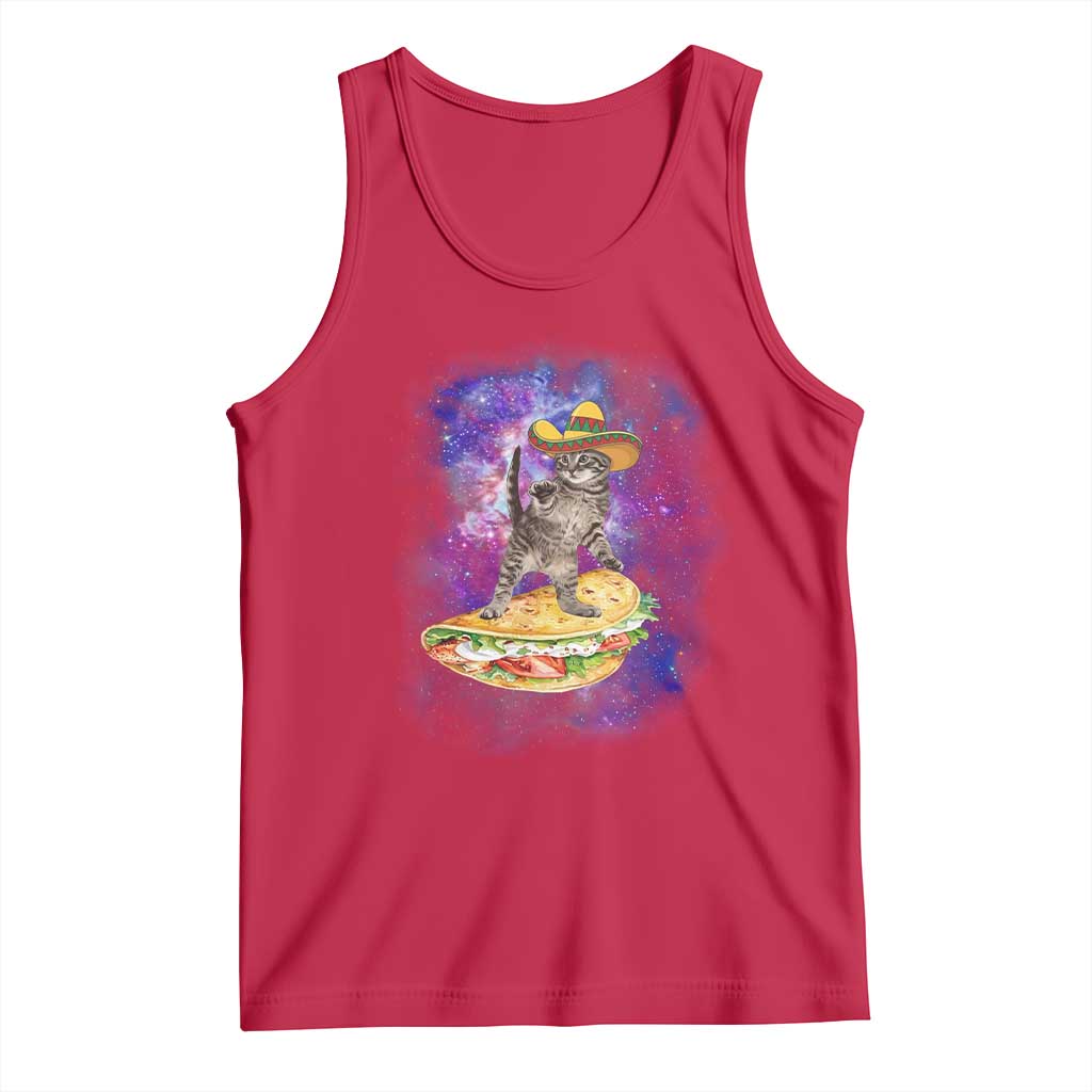 Funny Cinco De Mayo Cat Tank Top Astronaut Kitten Flying A Taco TS12 Red Print Your Wear