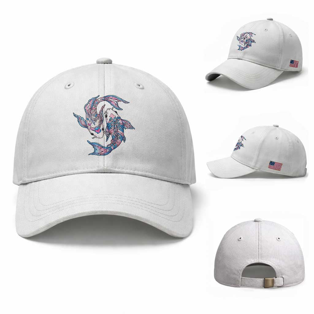 Transgender Ally Koi Fish Baseball Cap Funny Japanese Art Graphic TS12 Baseball Cap Universal Fit White Print Your Wear