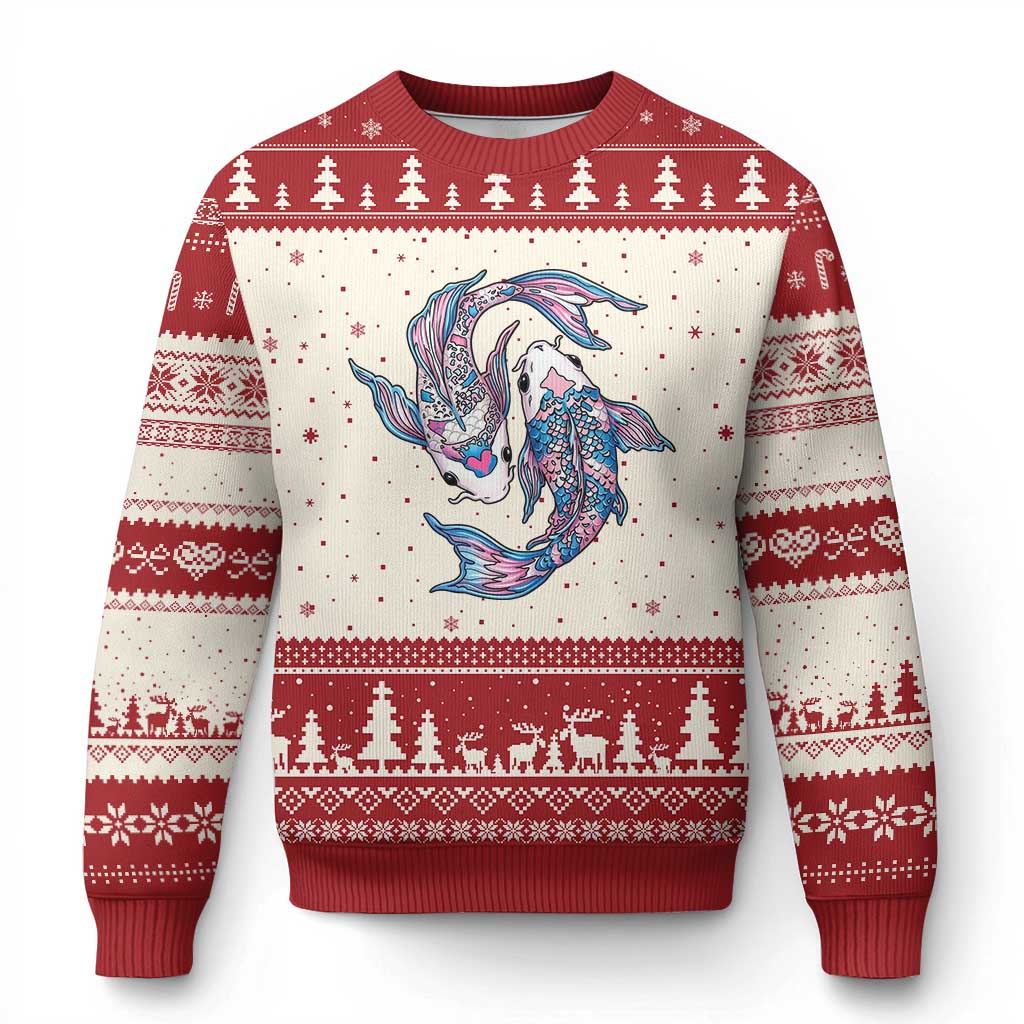 Transgender Ally Koi Fish Ugly Christmas Sweater Funny Japanese Art Graphic TS12 Beige Red Print Your Wear