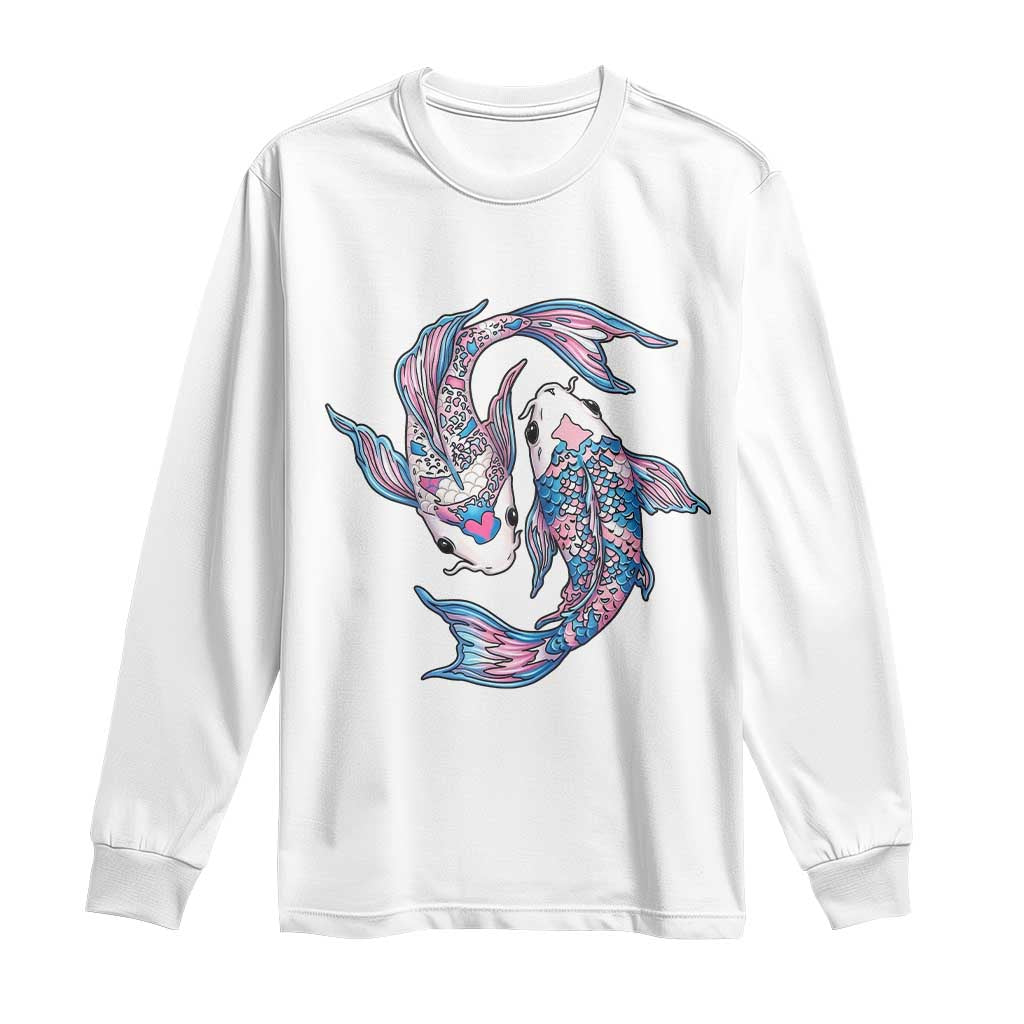 Transgender Ally Koi Fish Long Sleeve Shirt Funny Japanese Art Graphic TS12 White Print Your Wear
