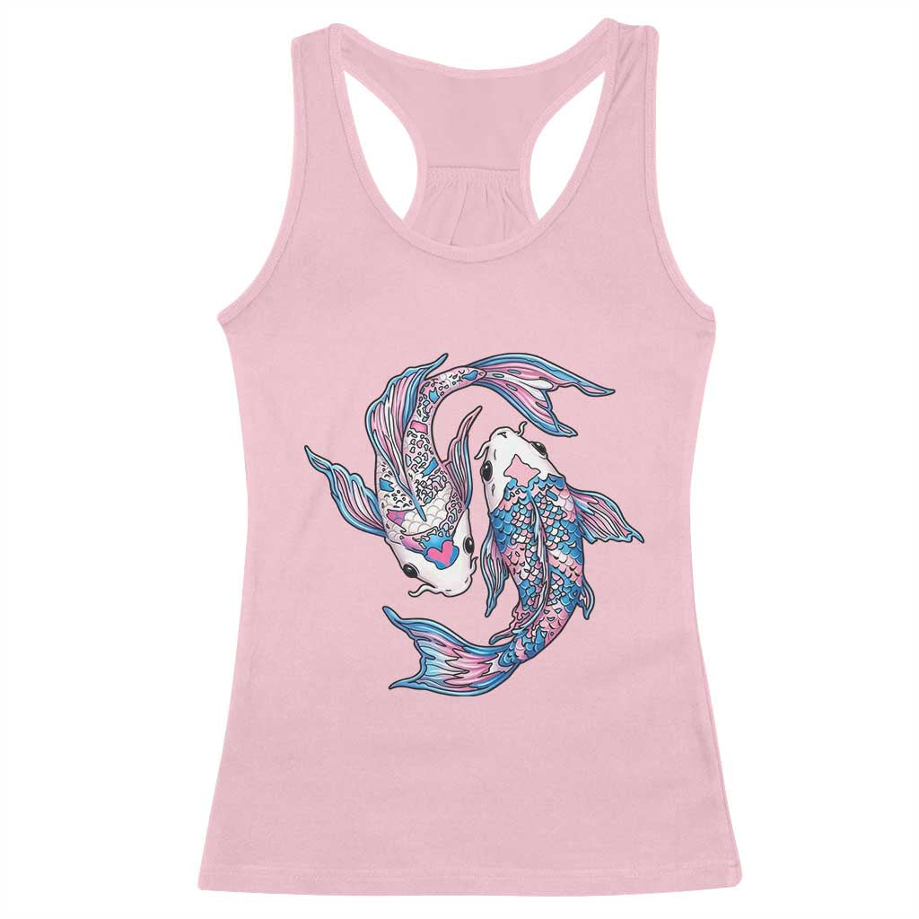 Transgender Ally Koi Fish Racerback Tank Top Funny Japanese Art Graphic TS12 Light Pink Print Your Wear