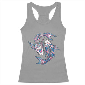 Transgender Ally Koi Fish Racerback Tank Top Funny Japanese Art Graphic TS12 Sport Gray Print Your Wear