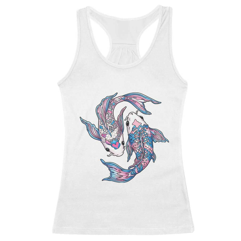 Transgender Ally Koi Fish Racerback Tank Top Funny Japanese Art Graphic TS12 White Print Your Wear