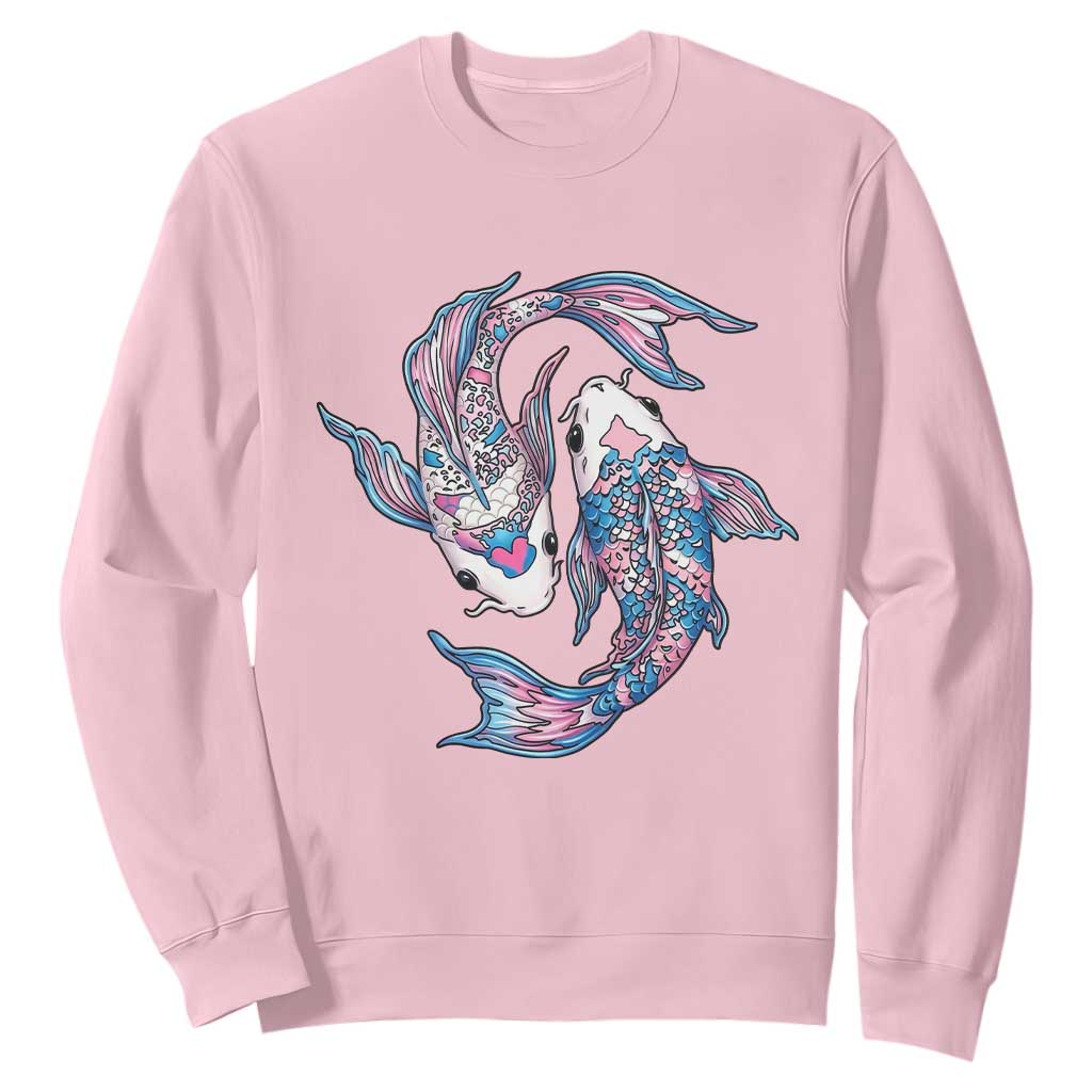Transgender Ally Koi Fish Sweatshirt Funny Japanese Art Graphic TS12 Light Pink Print Your Wear