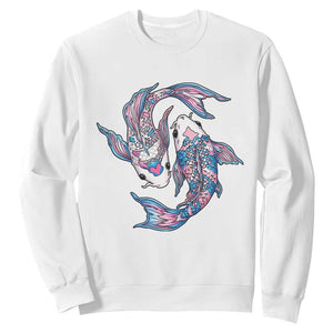 Transgender Ally Koi Fish Sweatshirt Funny Japanese Art Graphic TS12 White Print Your Wear