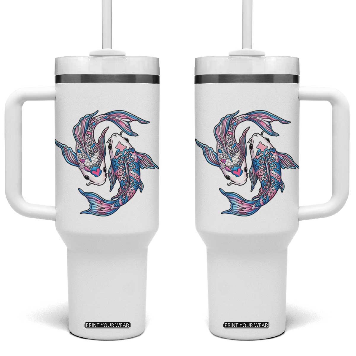 Transgender Ally Koi Fish Tumbler With Handle Funny Japanese Art Graphic TS12 One Size: 40 oz White Print Your Wear
