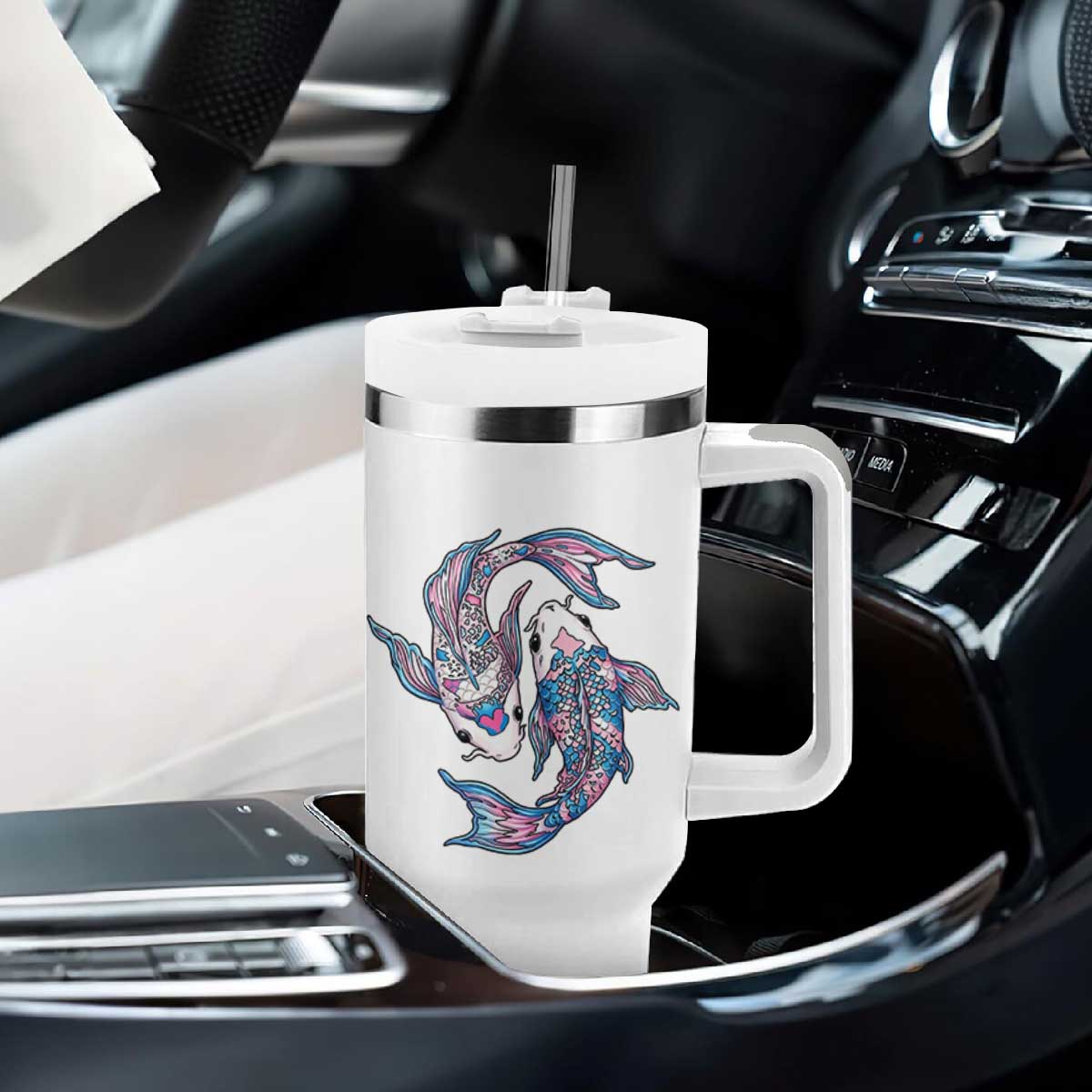 Transgender Ally Koi Fish Tumbler With Handle Funny Japanese Art Graphic TS12 Print Your Wear