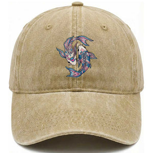 Transgender Ally Koi Fish Washed Cotton Baseball Cap Funny Japanese Art Graphic TS12 Print Your Wear