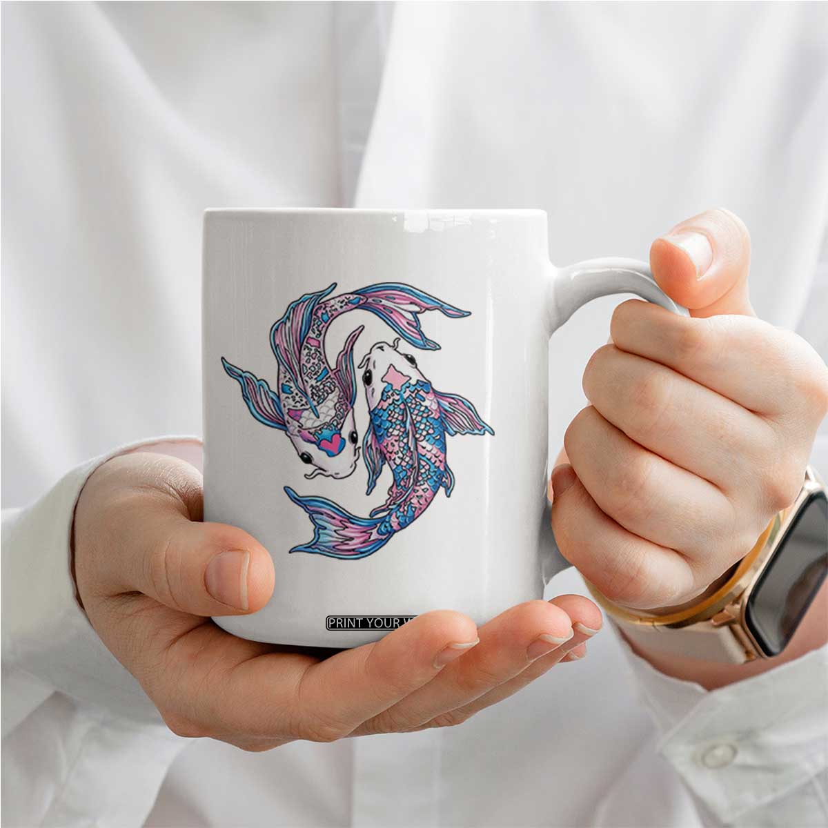 Transgender Ally Koi Fish Coffee Mug Funny Japanese Art Graphic TS12 Print Your Wear