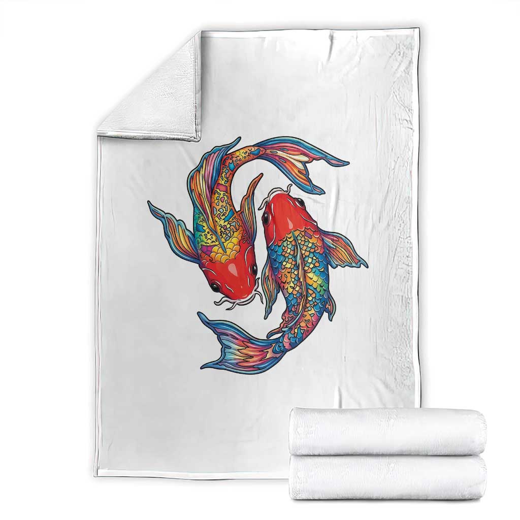 Rainbow Koi Fish LGBTQ Pride Throw Blanket Colorful Japanese Carp TS12 White Print Your Wear