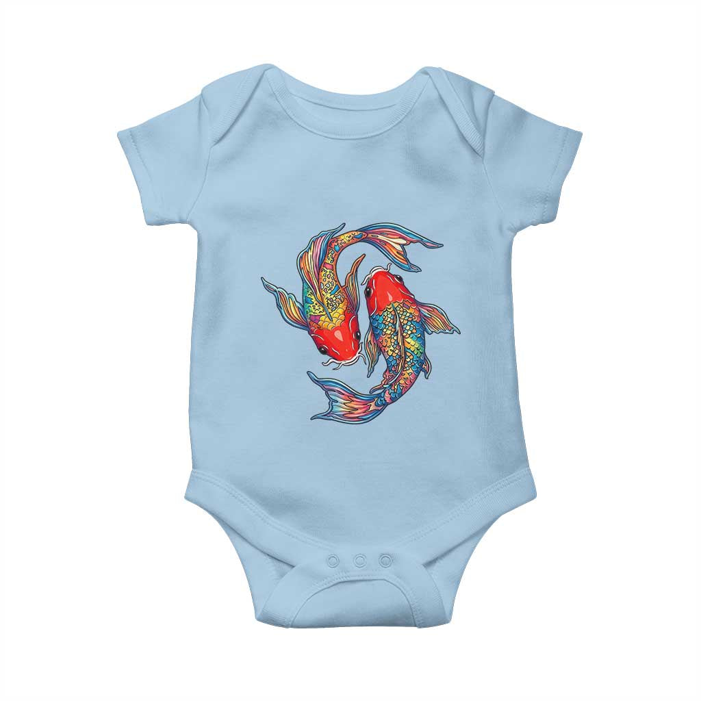 Rainbow Koi Fish LGBTQ Pride Baby Onesie Colorful Japanese Carp TS12 Light Blue Print Your Wear