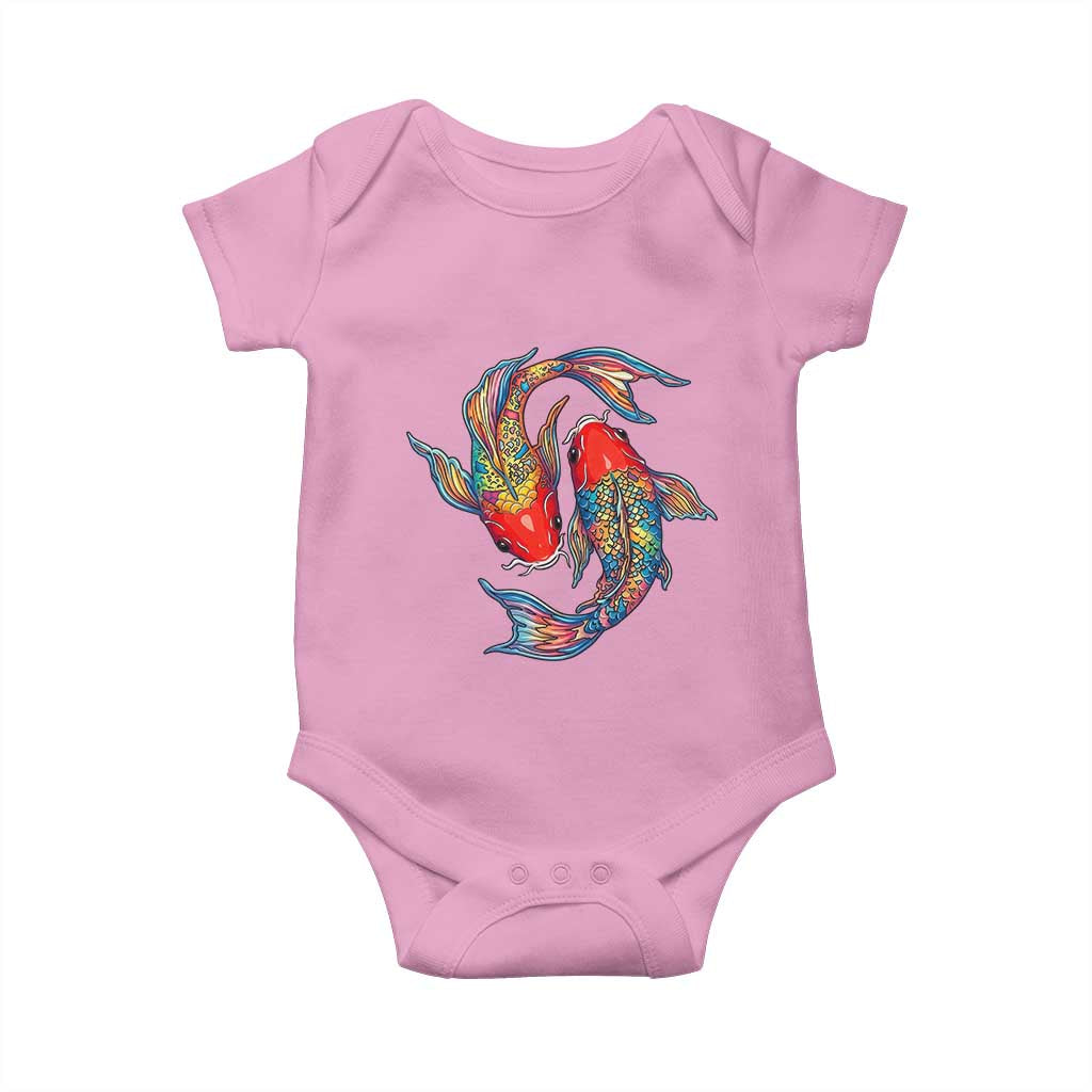 Rainbow Koi Fish LGBTQ Pride Baby Onesie Colorful Japanese Carp TS12 Light Pink Print Your Wear