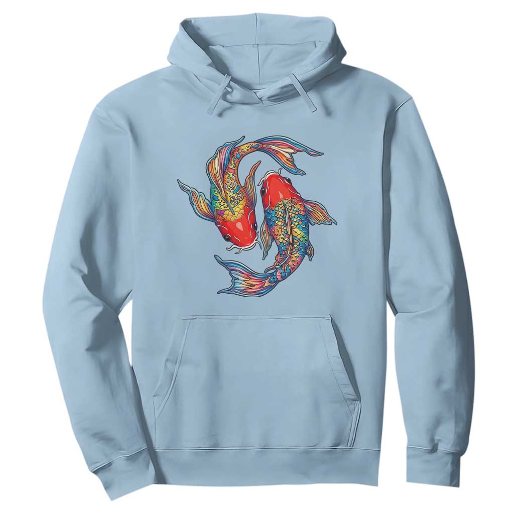 Rainbow Koi Fish LGBTQ Pride Hoodie Colorful Japanese Carp TS12 Light Blue Print Your Wear