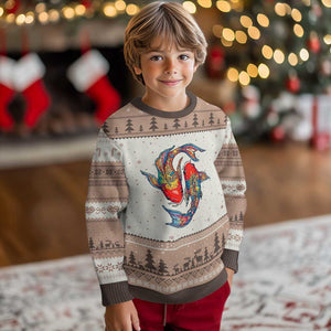 Rainbow Koi Fish LGBTQ Pride Ugly Christmas Sweater Colorful Japanese Carp TS12 Mocha Mousse Print Your Wear
