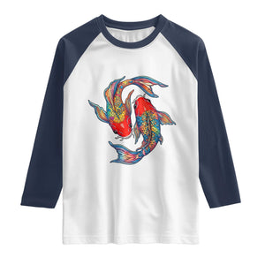 Rainbow Koi Fish LGBTQ Pride Raglan Shirt Colorful Japanese Carp TS12 White Navy Print Your Wear