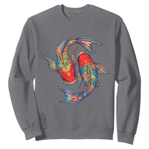 Rainbow Koi Fish LGBTQ Pride Sweatshirt Colorful Japanese Carp TS12 Charcoal Print Your Wear