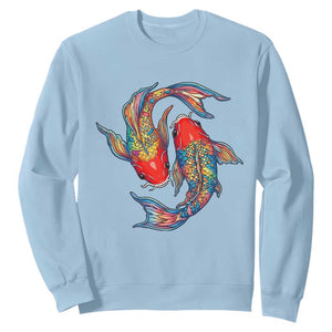 Rainbow Koi Fish LGBTQ Pride Sweatshirt Colorful Japanese Carp TS12 Light Blue Print Your Wear