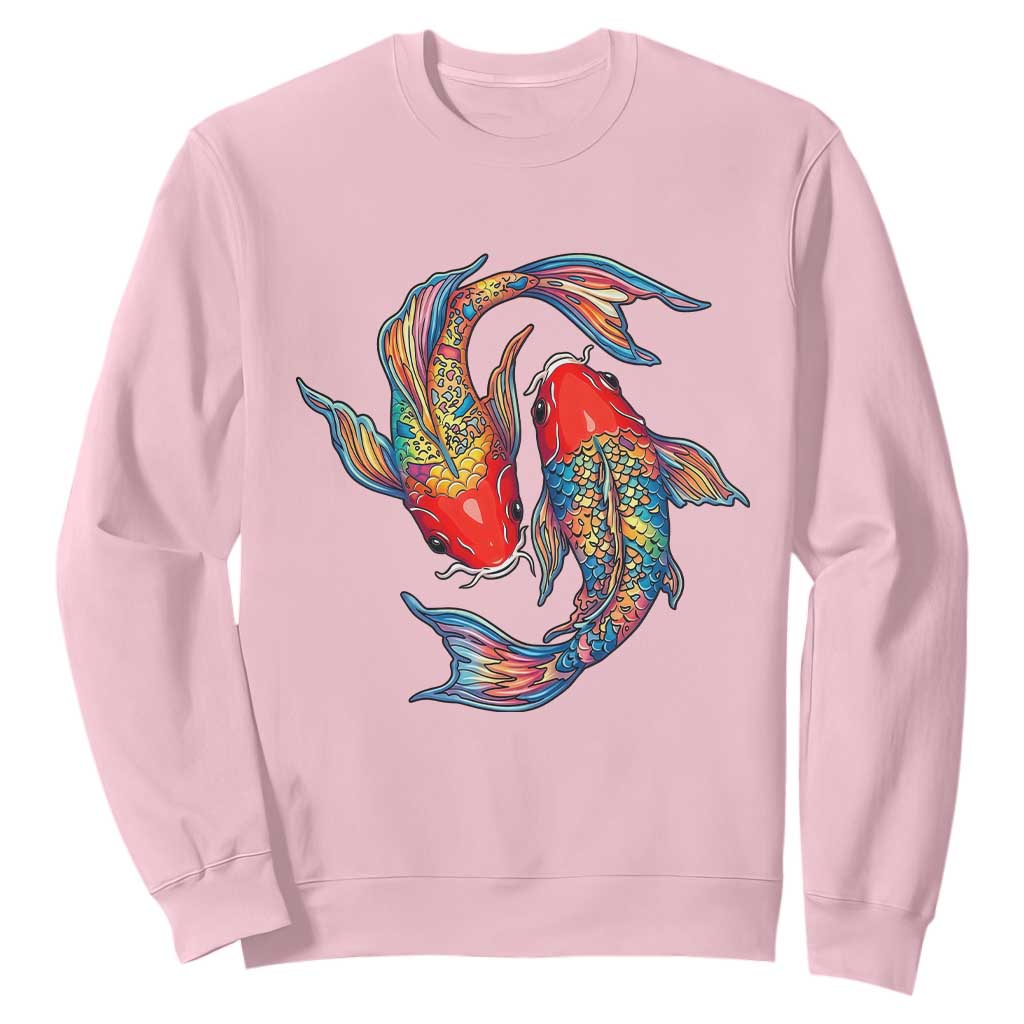 Rainbow Koi Fish LGBTQ Pride Sweatshirt Colorful Japanese Carp TS12 Light Pink Print Your Wear