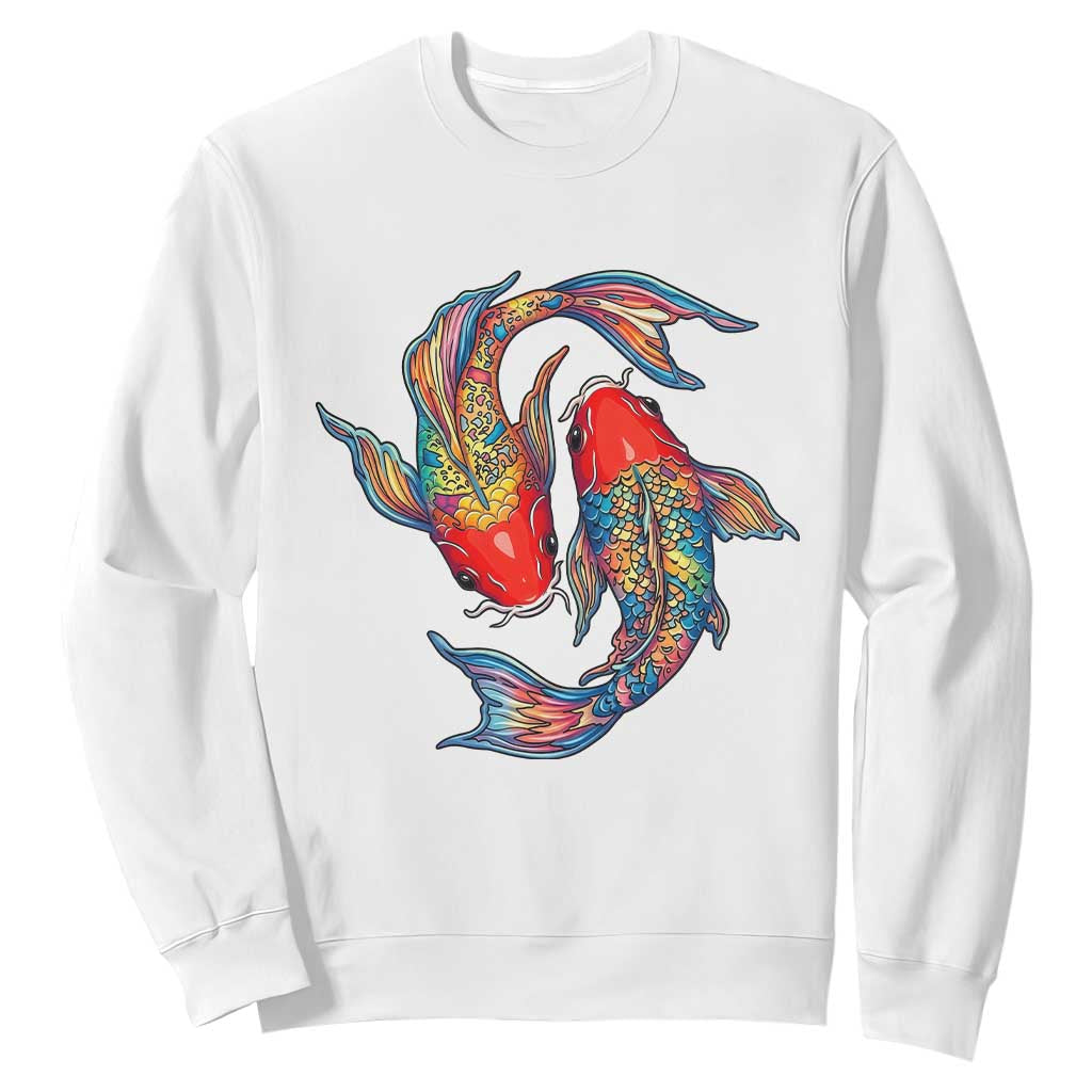 Rainbow Koi Fish LGBTQ Pride Sweatshirt Colorful Japanese Carp TS12 White Print Your Wear