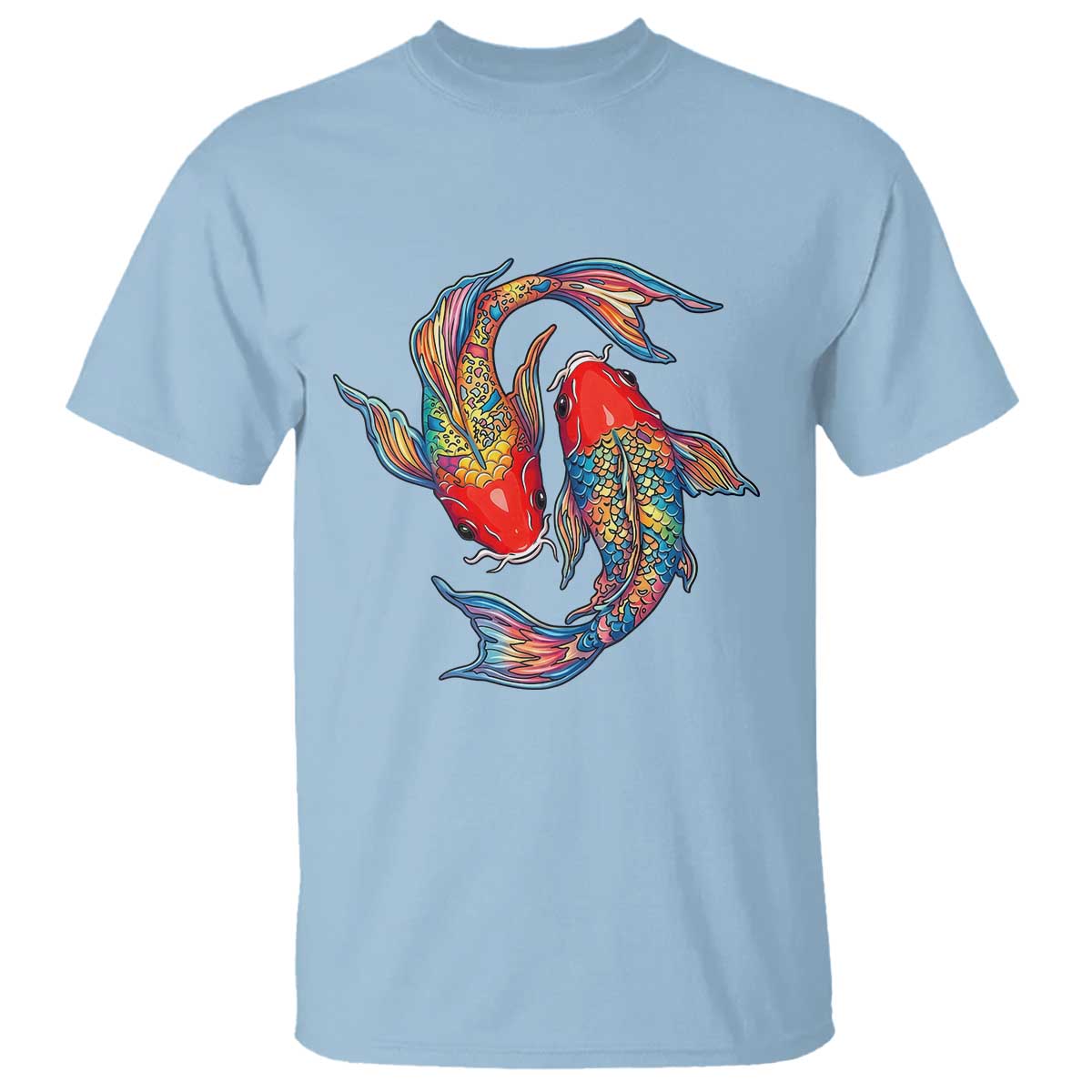 Rainbow Koi Fish LGBTQ Pride T Shirt Colorful Japanese Carp TS12 Light Blue Print Your Wear