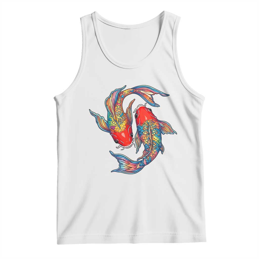 Rainbow Koi Fish LGBTQ Pride Tank Top Colorful Japanese Carp TS12 White Print Your Wear