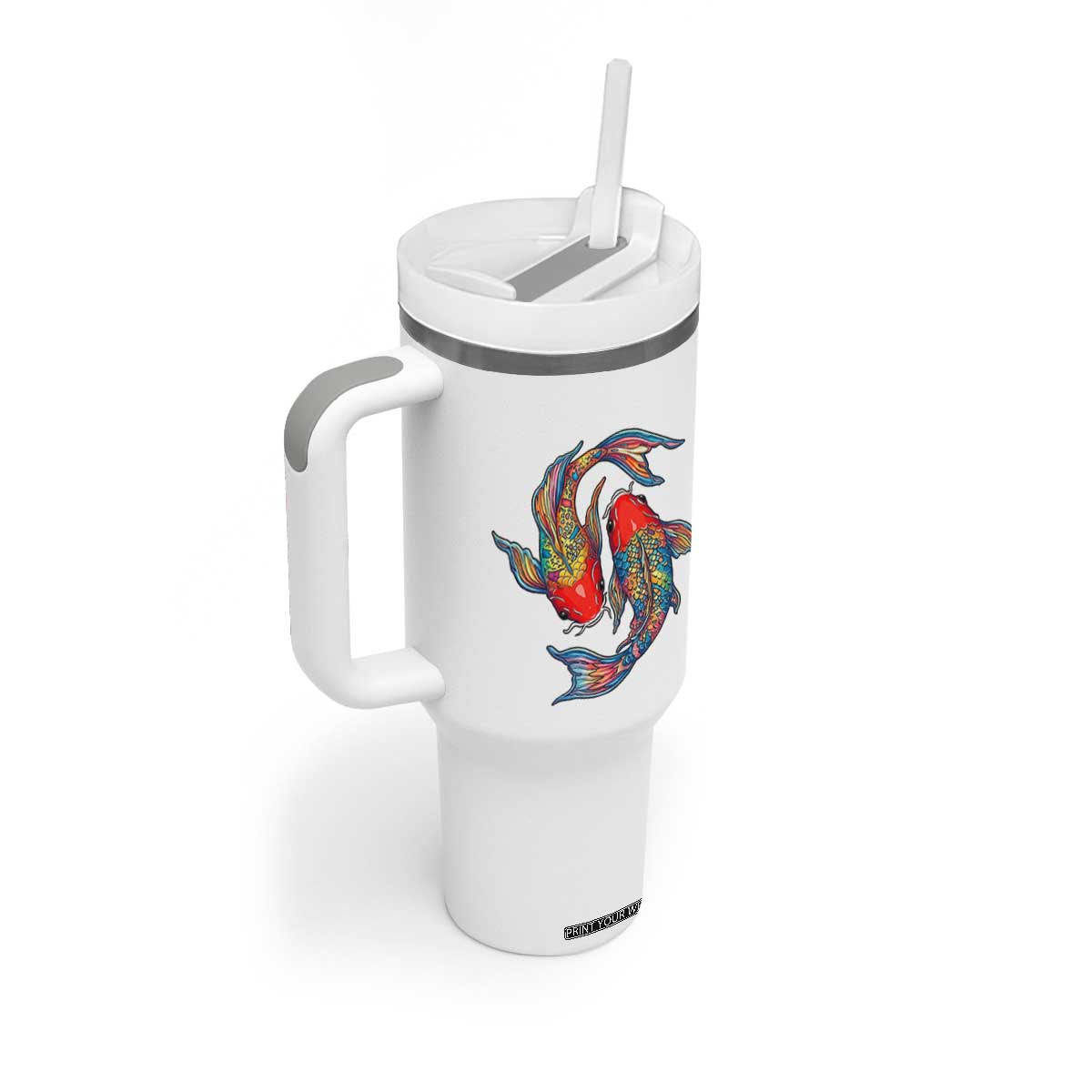 Rainbow Koi Fish LGBTQ Pride Tumbler With Handle Colorful Japanese Carp TS12 Print Your Wear