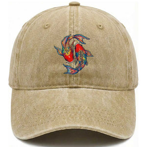 Rainbow Koi Fish LGBTQ Pride Washed Cotton Baseball Cap Colorful Japanese Carp TS12 Print Your Wear