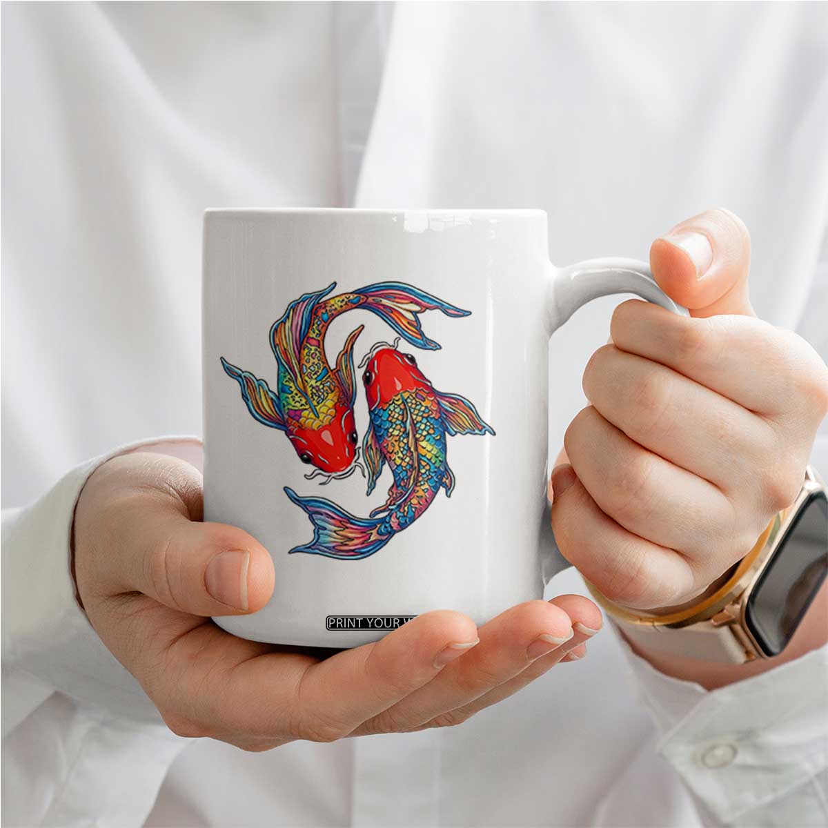 Rainbow Koi Fish LGBTQ Pride Coffee Mug Colorful Japanese Carp TS12 Print Your Wear
