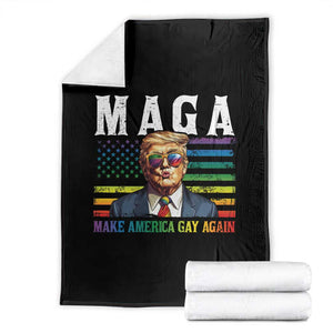 Make America Gay Again Throw Blanket LGBTQ Political Satire TS12 Black Print Your Wear