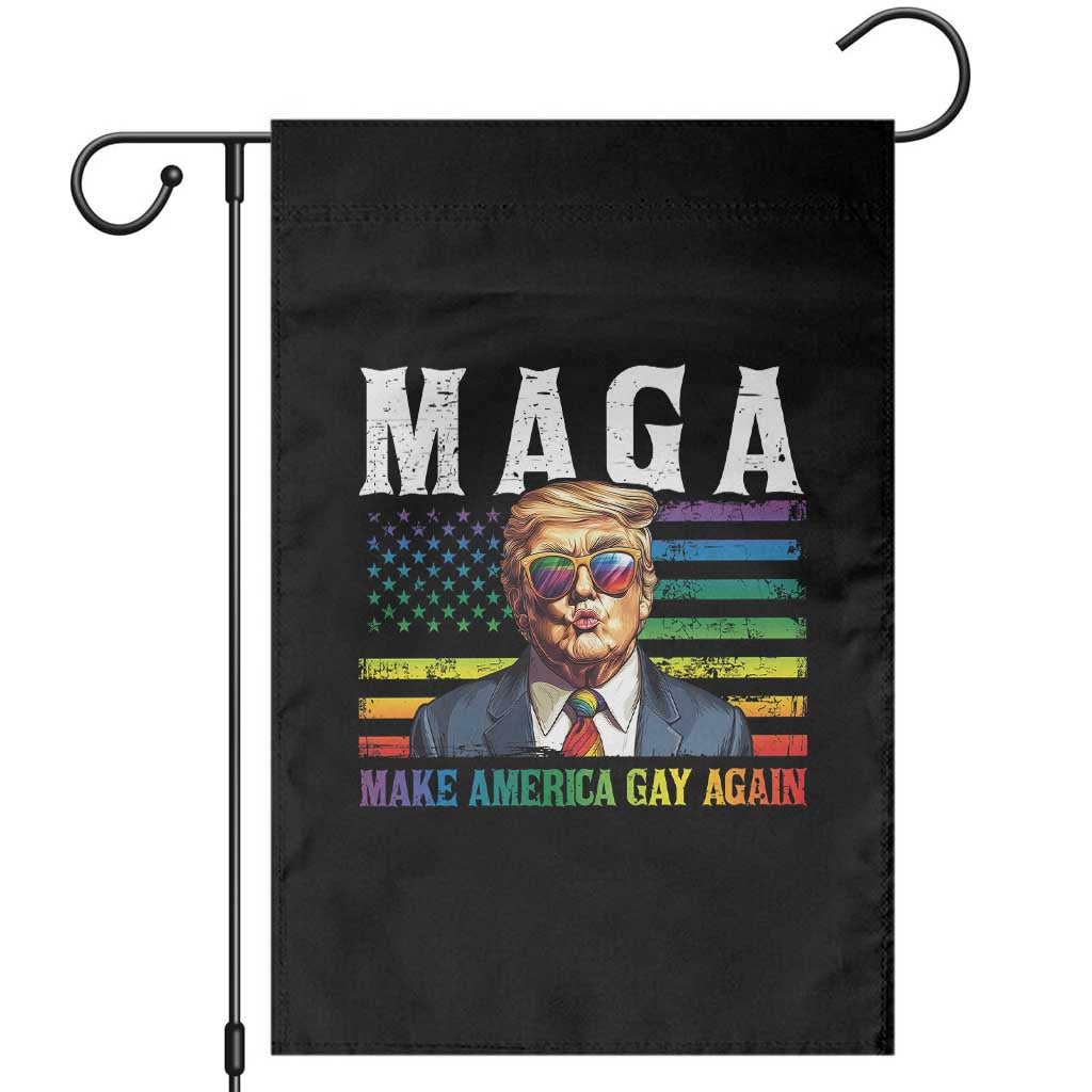 Make America Gay Again Garden Flag LGBTQ Political Satire TS12 Black Print Your Wear