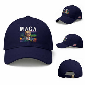 Make America Gay Again Baseball Cap LGBTQ Political Satire TS12 Baseball Cap Universal Fit Dark Blue Print Your Wear