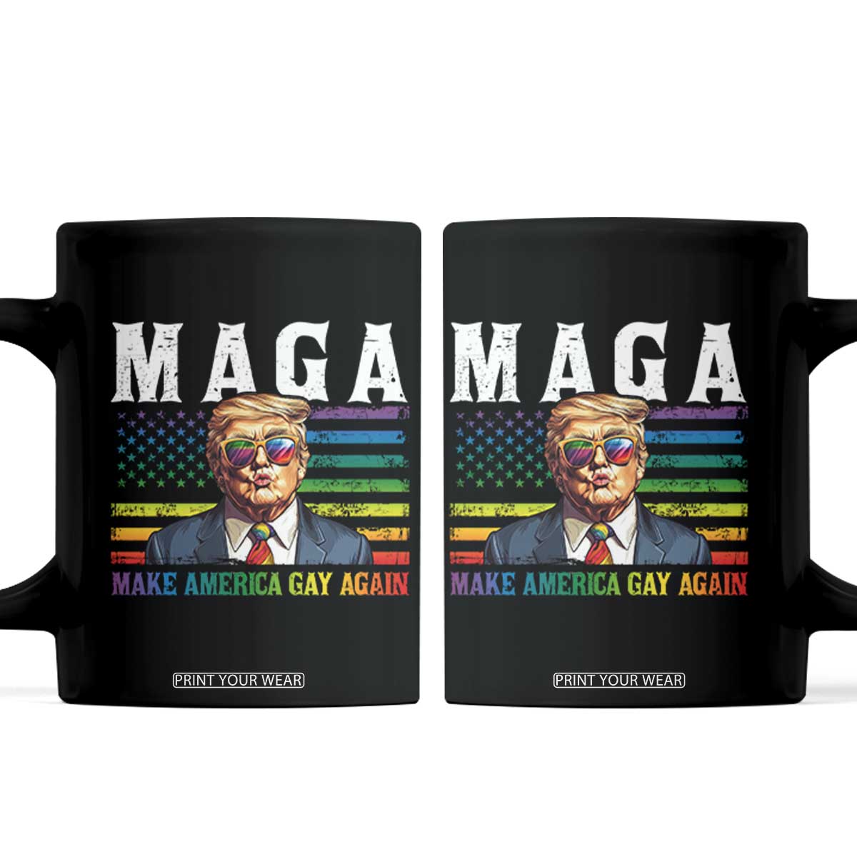 Make America Gay Again Coffee Mug LGBTQ Political Satire TS12 Black Print Your Wear