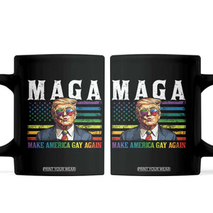 Make America Gay Again Coffee Mug LGBTQ Political Satire TS12 Black Print Your Wear